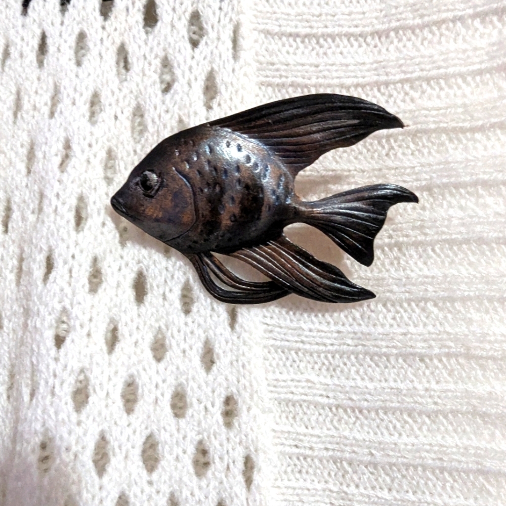 - Elegant Fish-Shaped Leather  Brooch Or Pin. 3 X 2 Inches.  Handmade. F…